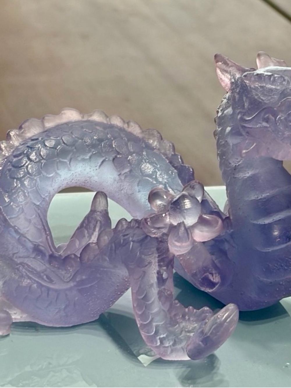 Rare/limited signed Daum France Amethyst Crystal Dragon Sculpture Pate de Verre - Picture 5 of 11